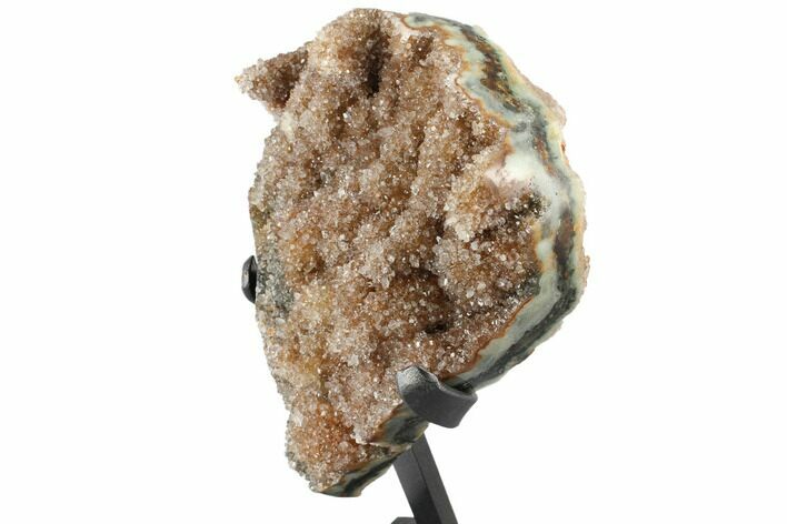 Tall Sparking Plate Of Orange Druzy Quartz On Metal Stand #99891